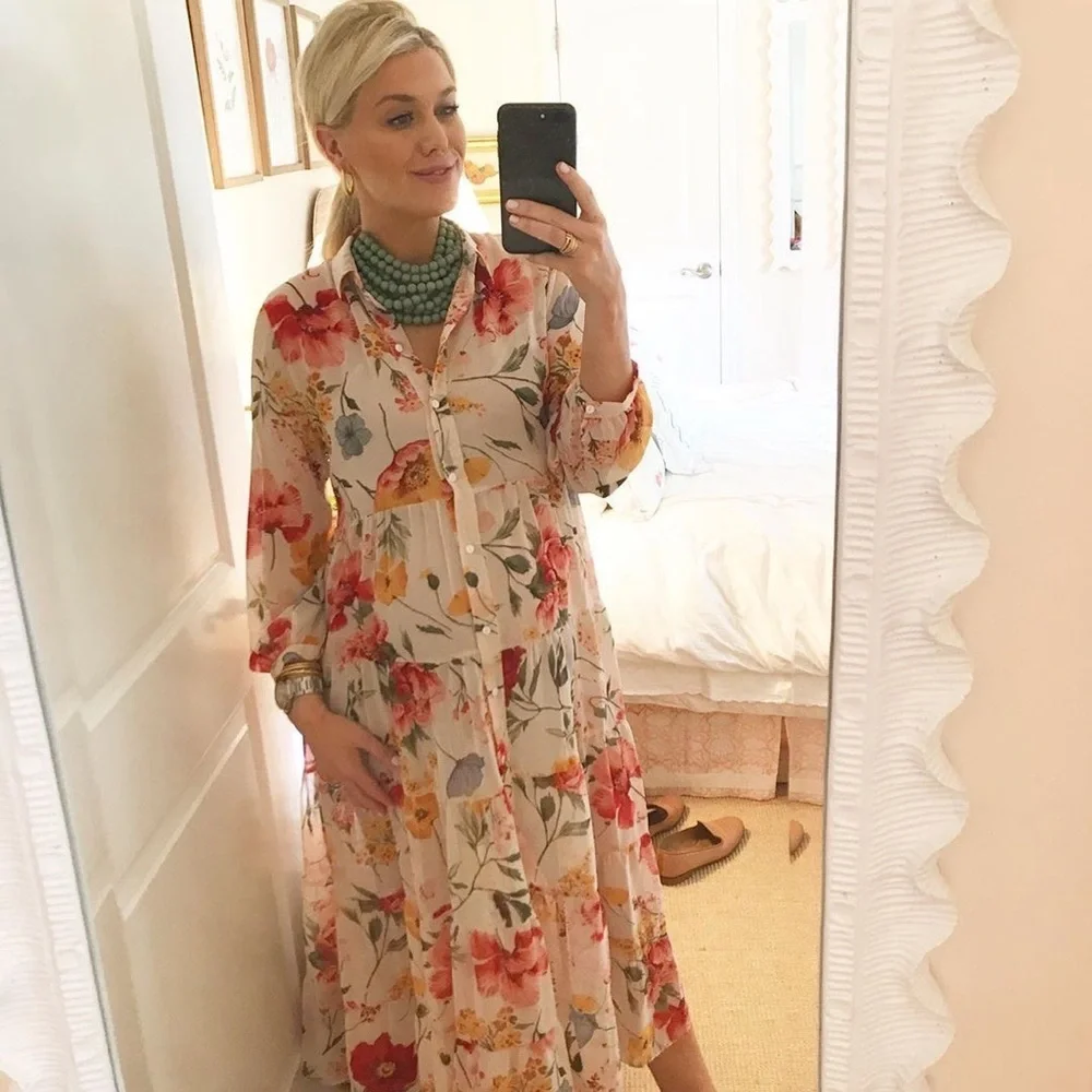 Blogger’s Favourite Zara Floral Print Maxi Shirt Dress size S - Picture 6 of 16